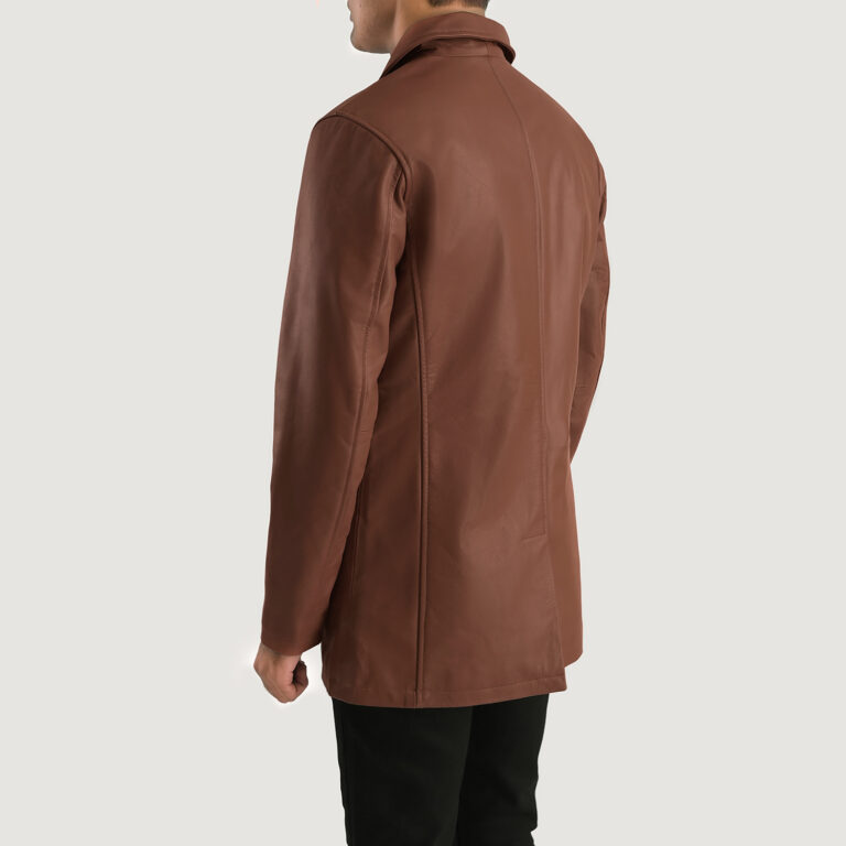 Mens Urban Slate Brown Leather Coat Tilted Back-8-1701087536562